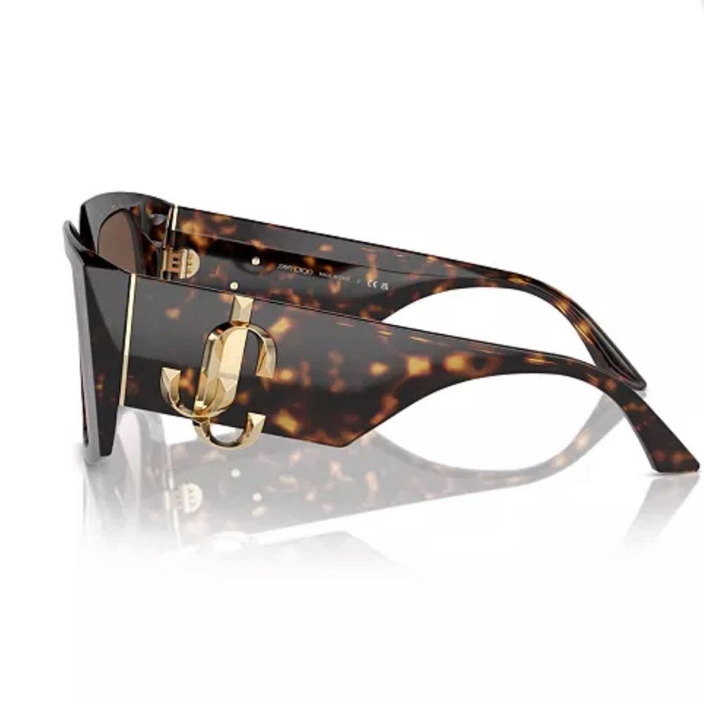 Jimmy Choo Tortoiseshell Shield Sunglasses with Gold JC Accent